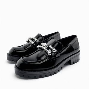 NWT ZARA LUG SOLE EMBELLISHED MOCCASINS
